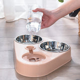 Double Bowl Feeder With Water Bottle