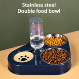 Double Bowl Feeder With Water Bottle