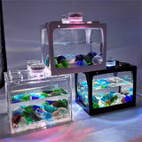 Mini Aquarium Fish Tank with LED Light 10*12.5*8.5cm