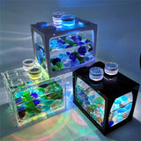 Mini Aquarium Fish Tank with LED Light 10*12.5*8.5cm